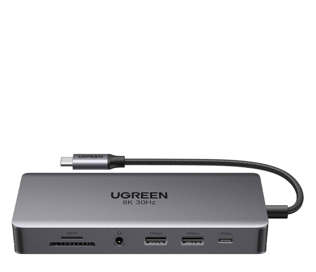 UGREEN Hub USB-C CM681 4xUSB 2xHDMI DP RJ45 SD/TF AUX PD 100W - 1488925 - zdjęcie